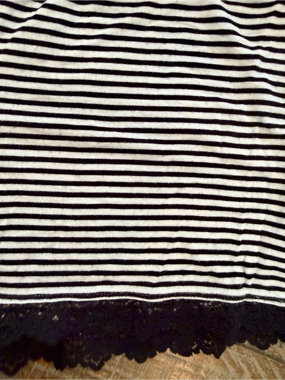 SOMA Striped Black & White Lounge Shorts with Lace Trim